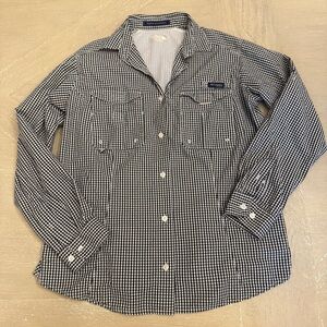 Columbia Outdoor Black and White Casual Button Down Shirt with Classic Collar